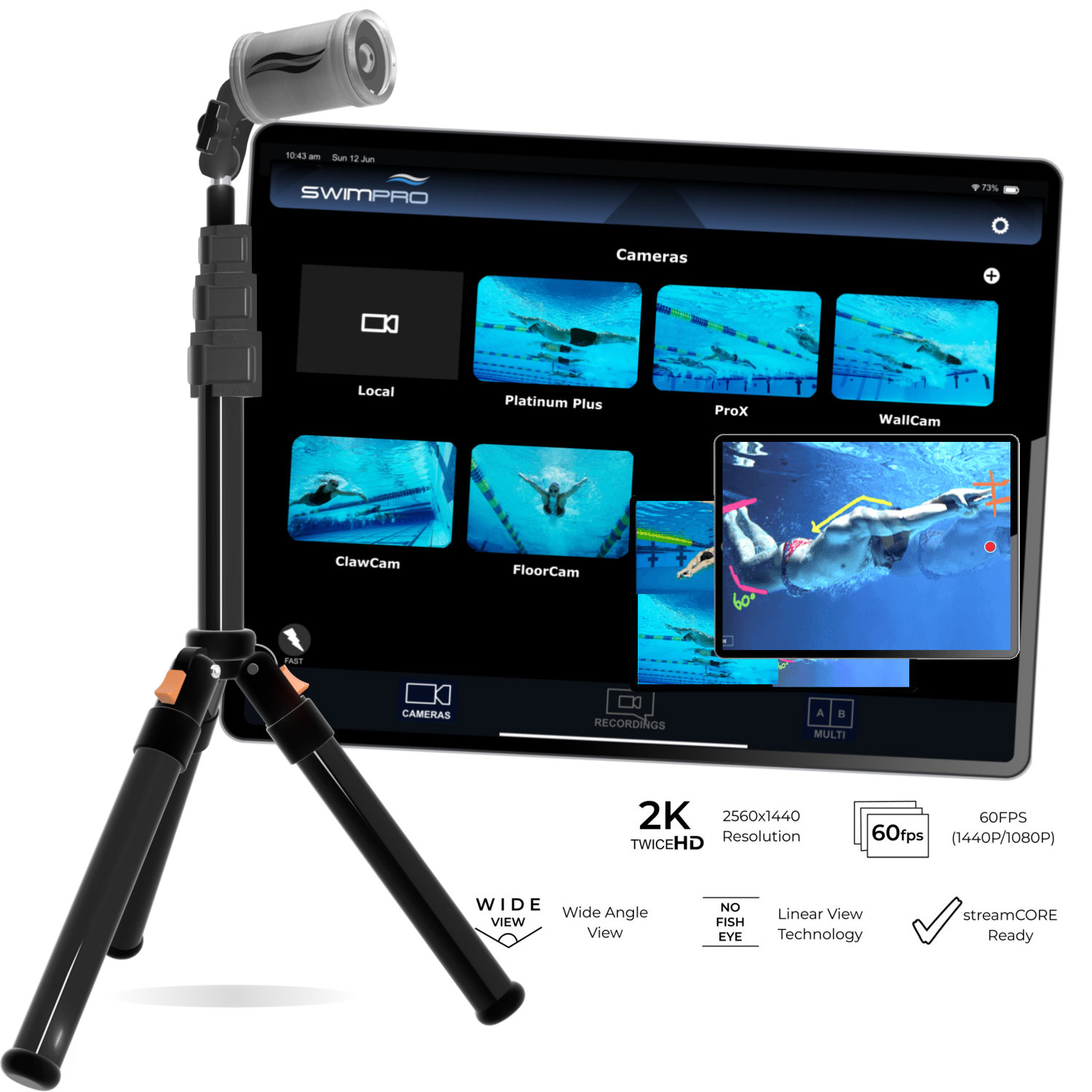 SwimPRO 游泳实时反馈视频监测系统 水上水下游泳摄像机 无线 水下相机