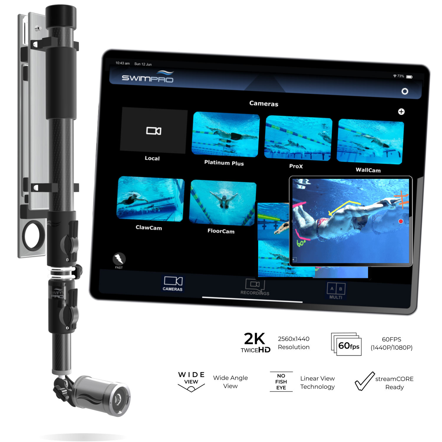 SwimPRO 游泳实时反馈视频监测系统 水上水下游泳摄像机 无线 水下相机