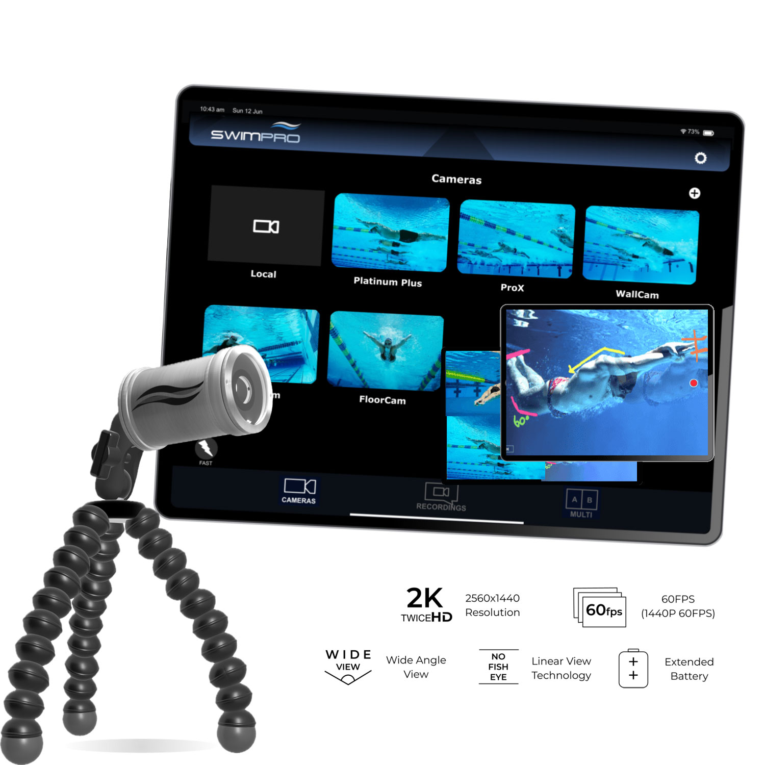 SwimPRO 游泳实时反馈视频监测系统 水上水下游泳摄像机 无线 水下相机