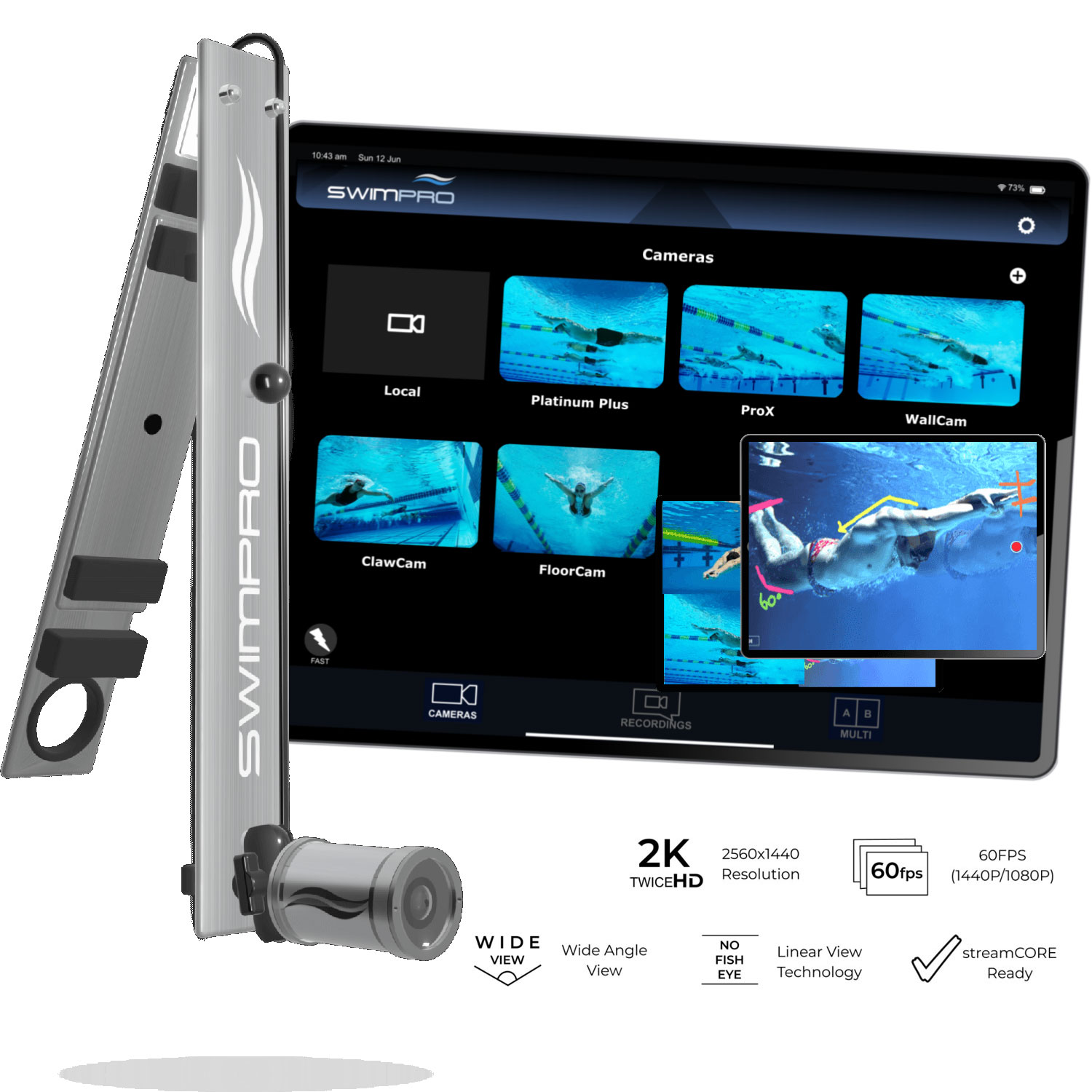 SwimPRO 游泳实时反馈视频监测系统 水上水下游泳摄像机 无线 水下相机