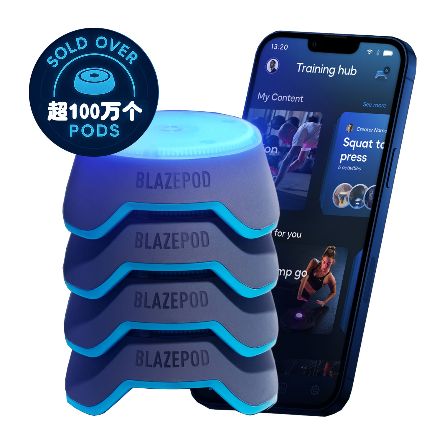 BlazePod 反应训练套件 Pods 适用于速度、敏捷性和认知训练 - 适合运动员、训练师、治疗师和教练的专业训练-包括应用程序访问(3-12 个豆荚)
