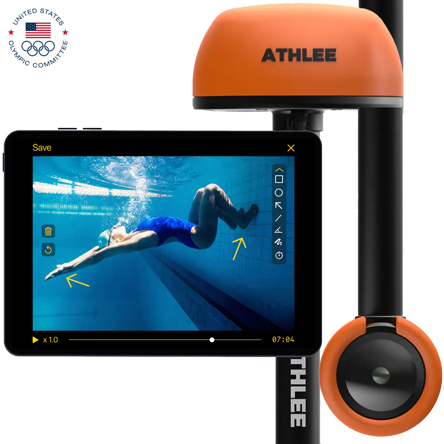 Athlee 游泳实时反馈视频监测系统 水下游泳摄像机 无线 水下相机