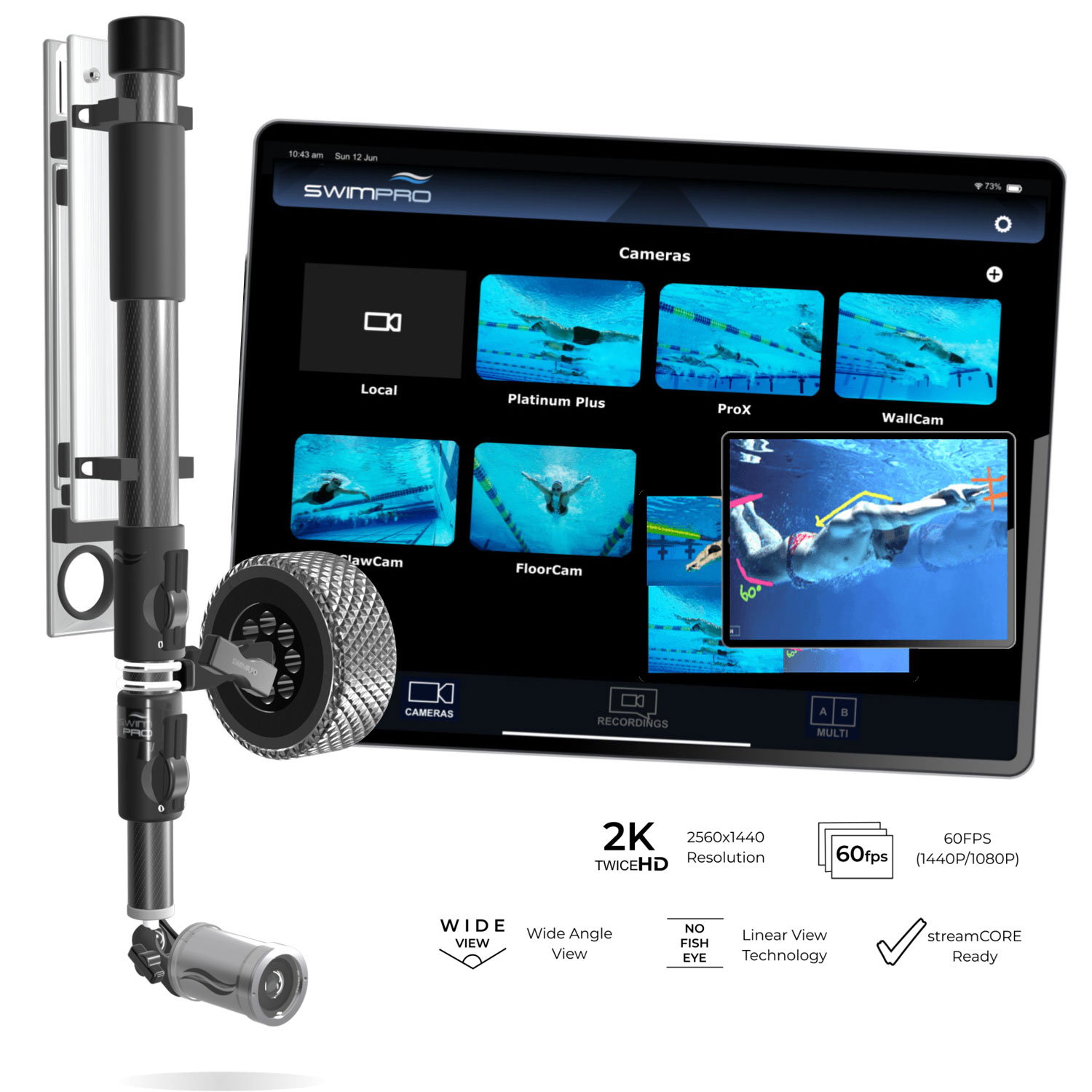 SwimPRO 游泳实时反馈视频监测系统 水上水下游泳摄像机 无线 水下相机